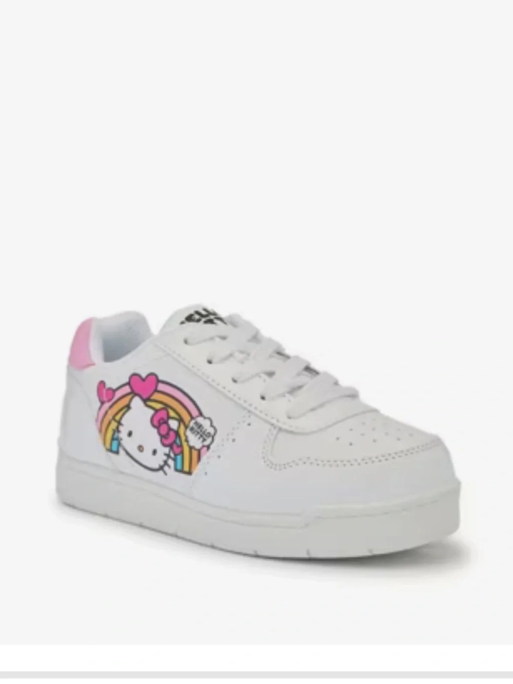 Hello Kitty White Sneakers with Pink & Patent Acents and Rainbow Graphic Size 2